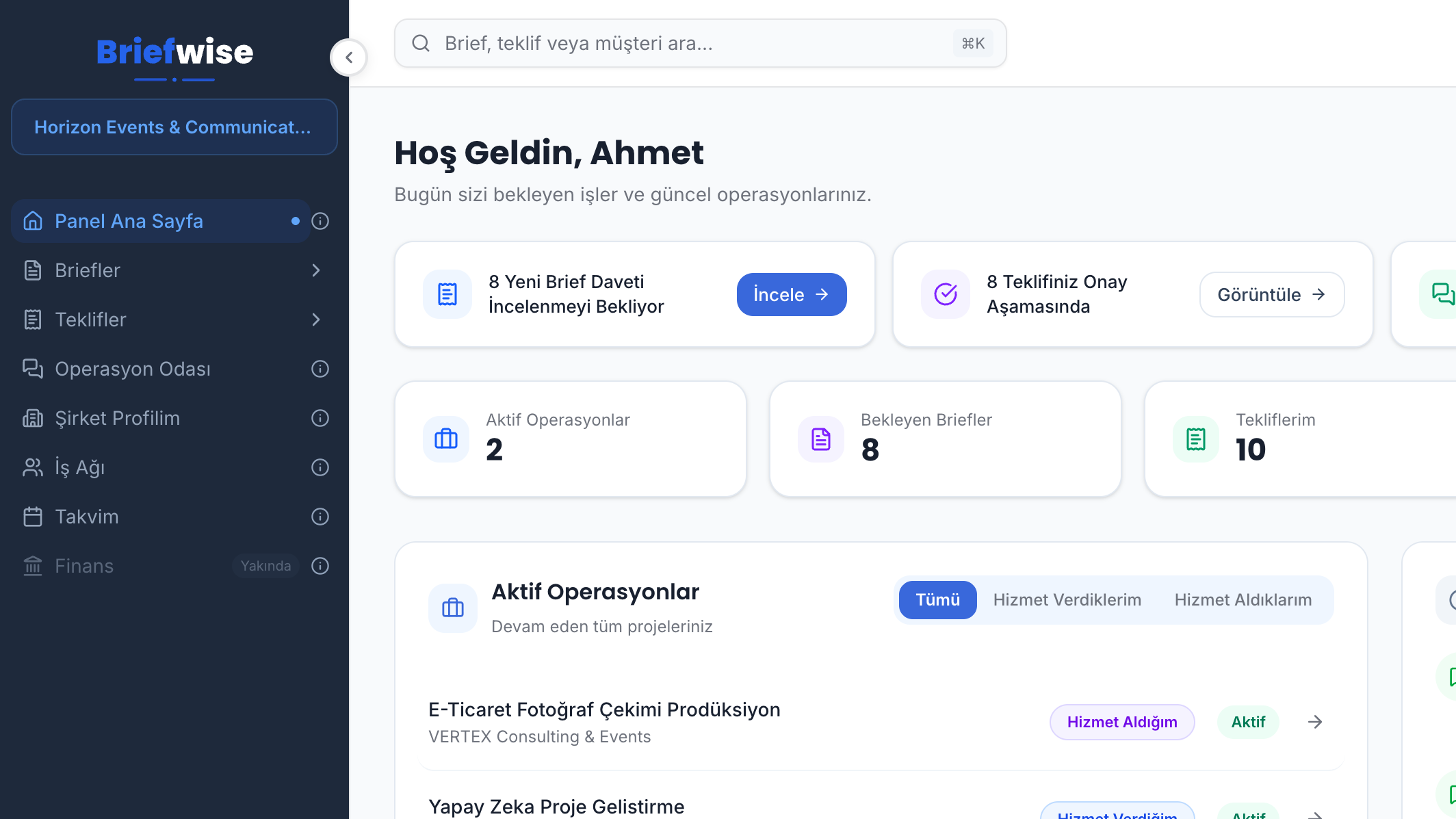 Panel ve teklif akışı
